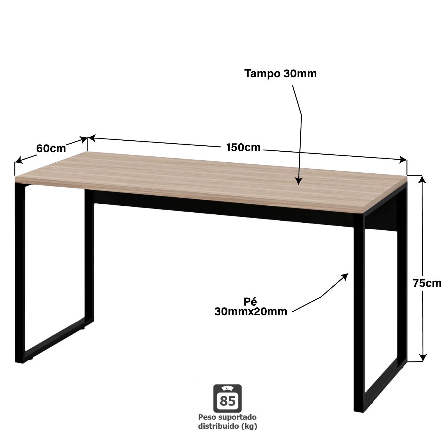 Mesa Para Escritório Escrivaninha Industrial 150cm - 4