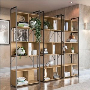 Kit 3 Estantes para Livros Industrial 7 Prateleiras 200cmx216cm Office