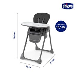 Cadeira de Alimentação Chicco Alta 6m -18kg Polly Preta - 6079756950610 6079756950610 - 2
