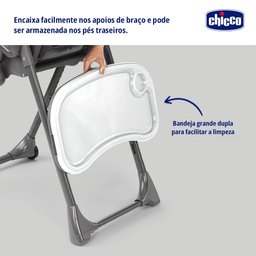 Cadeira de Alimentação Chicco Alta 6m -18kg Polly Preta - 6079756950610 6079756950610 - 5