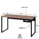 Ver imagem 4 de Escrivaninha Mesa Escritório Diretor com Gaveta 150cm Industrial Nogal Marrom