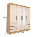 Ver imagem 4 de Guarda-roupa Casal Romenia Slim 4 Portas 6 Gavetas Cinamomo/off White - Panorama Móveis