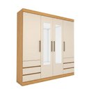 Ver imagem 3 de Guarda-roupa Casal Romenia Slim 4 Portas 6 Gavetas Cinamomo/off White - Panorama Móveis