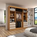 Ver imagem 2 de Guarda-roupa Casal Romenia Slim 4 Portas 6 Gavetas Cinamomo/off White - Panorama Móveis