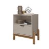 Mesa de Cabeceira Quarto Antares 1 Gaveta Pés Madeira Maciça Off White - 3