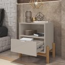 Ver imagem 2 de Mesa de Cabeceira Quarto Antares 1 Gaveta Pés Madeira Maciça Off White