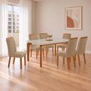 Ver imagem 1 de Conjunto de Mesa de Jantar Dublin 180 Tp MDF Vidro Canto Copo 6 Cadeiras Mariana