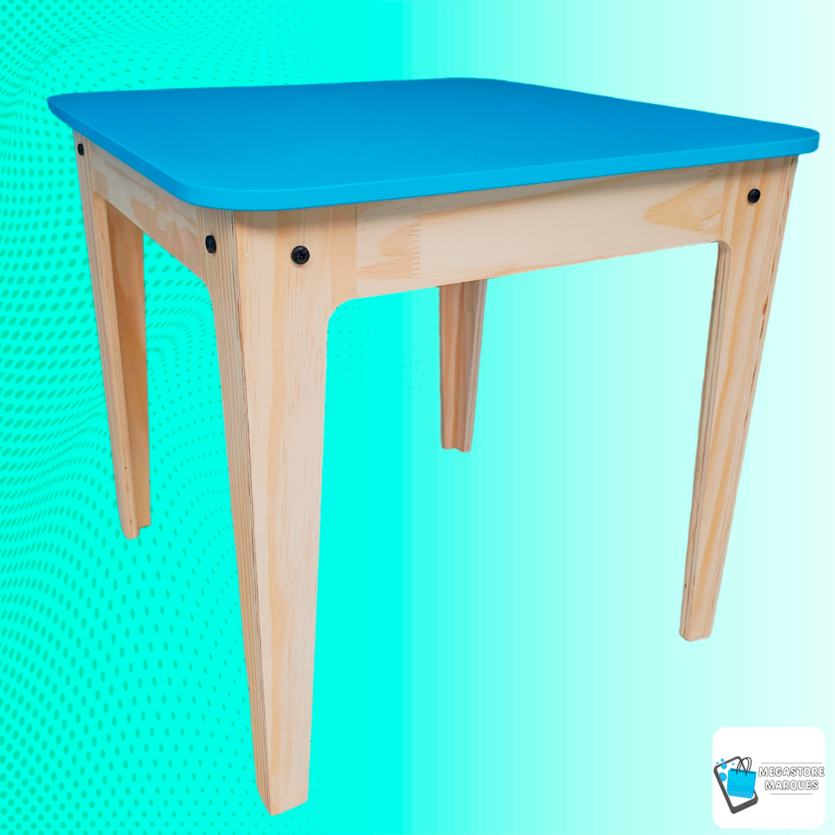 Mesa com Cadeira Infantil de Madeira Resitente Azul Suporta 90kg - 7