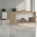 Ver imagem 2 de Mesa Escritorio 136x60 cm e Gaveteiro 3 Gavetas 61x44 cm Carvalho Branco Artany