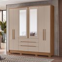 Ver imagem 1 de Guarda Roupa Casal Ambiente San Francisco 6 Portas Carvalho Fendi com Espelho - Moval