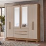Guarda Roupa Casal Ambiente San Francisco 6 Portas Carvalho Fendi com Espelho - Moval - 1