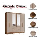 Ver imagem 4 de Guarda Roupa Casal Ambiente San Francisco 6 Portas Carvalho Fendi com Espelho - Moval