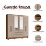 Guarda Roupa Casal Ambiente San Francisco 6 Portas Carvalho Fendi com Espelho - Moval - 4