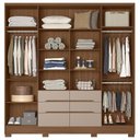 Ver imagem 3 de Guarda Roupa Casal Ambiente San Francisco 6 Portas Carvalho Fendi com Espelho - Moval