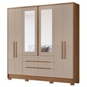 Ver imagem 5 de Guarda Roupa Casal Ambiente San Francisco 6 Portas Carvalho Fendi com Espelho - Moval