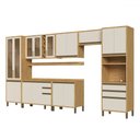 Ver imagem 2 de Armário de Cozinha com Balcão e Tampo 17 Portas 5 Gavetas Pérola 100% Mdf Vidro Reflecta Amêndoa/off