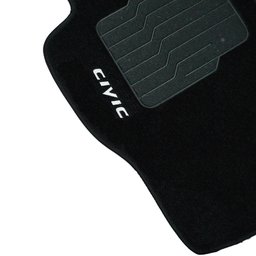 Jogo de Tapete Automotivo Carpete Civic 2001 À 2006 Soft Logo Bordado Preto 3 Peças S/m Soft Preto 3 - 6