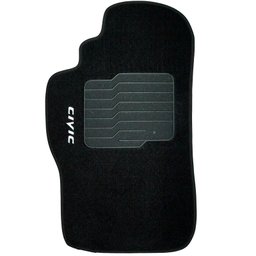 Jogo de Tapete Automotivo Carpete Civic 2001 À 2006 Soft Logo Bordado Preto 3 Peças S/m Soft Preto 3 - 4