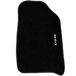Jogo de Tapete Automotivo Carpete Civic 2001 À 2006 Soft Logo Bordado Preto 3 Peças S/m Soft Preto 3 - 5