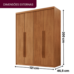 Guarda Roupa Solteiro 4 Portas 2 Gavetas MDF Veracruz - 3