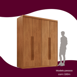 Guarda Roupa Solteiro 4 Portas 2 Gavetas MDF Veracruz - 5