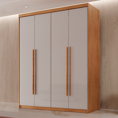 Guarda Roupa Solteiro 4 Portas 2 Gavetas MDF Veracruz Off White/Marromle