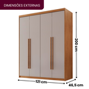 Ver imagem 4 de Guarda Roupa Solteiro 4 Portas 2 Gavetas MDF Veracruz Off White/Marromle