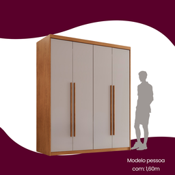 Guarda Roupa Solteiro 4 Portas 2 Gavetas MDF Veracruz - 5