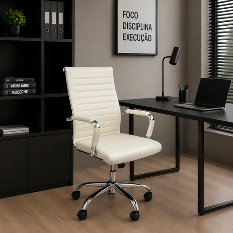 Cadeira Escritório Diretor Office com Rodízio Esteirinha Confort