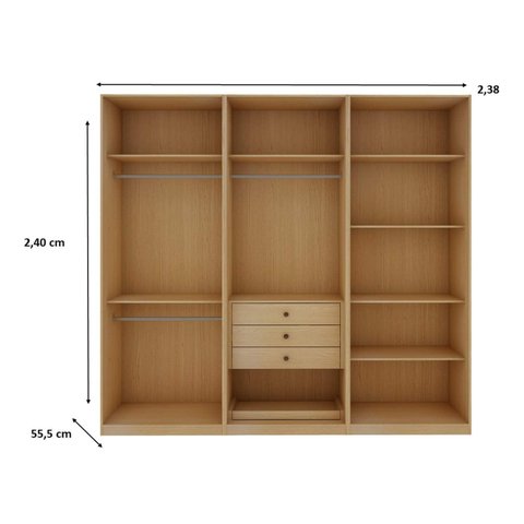 Guarda Roupa Roupeiro 238cm com 6 Portas e 3 Gavetas Nero 2064 Genialflex