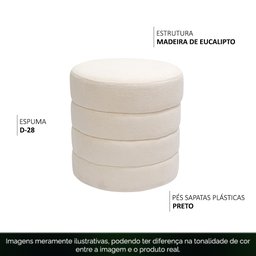 Puff Decorativo Redondo Mid Bouclê Off White - Casaepoltrona - 3