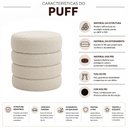 Ver imagem 3 de Puff Decorativo Redondo Mid Bouclé Off White - Nexta Casa