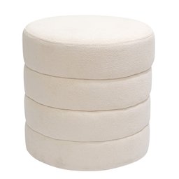 Puff Decorativo Redondo Mid Bouclê Off White - Casaepoltrona - 1