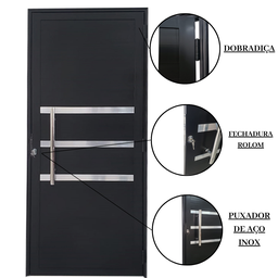Porta Lambril de Alumínio 210 x 80cm com Puxador e Friso Linha Veneza Lado Direito - 5