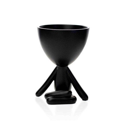 Vaso Bob Robert Plant Perna Cruzada Em Poliresina Preto 14,5x11x10cm