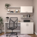 Ver imagem 1 de Escrivaninha Mesa Escritório com Armários e Prateleira 180cm Branco