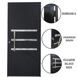 Porta Lambril de Alumínio 210 x 80cm com Puxador e Friso Linha Veneza Lado Esquerdo - 4