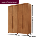 Ver imagem 3 de Guarda Roupa Solteiro 4 Portas 2 Gavetas com Pés MDF Veracruz 