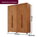 Ver imagem 4 de Guarda Roupa Solteiro 4 Portas 2 Gavetas com Pés MDF Veracruz Marrom/Marromle