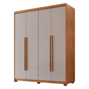 Ver imagem 3 de Guarda Roupa Solteiro 4 Portas 2 Gavetas com Pés MDF Veracruz Off White/Marromle