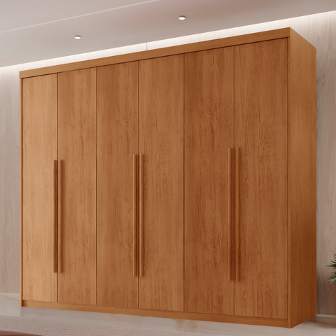 Guarda Roupa Casal 6 Portas 2 Gavetas MDF Veracruz Marrom/Marromle