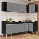 Ver imagem 2 de Armário de Cozinha Modulado de Canto Esquerdo 5 Peças Cp53 Balcão com Tampo Preto/cinza - Lumil Lumi