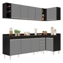 Ver imagem 1 de Armário de Cozinha Modulado de Canto Esquerdo 5 Peças Cp53 Balcão com Tampo Preto/cinza - Lumil Lumi