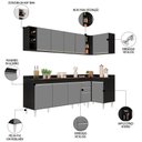 Ver imagem 3 de Armário de Cozinha Modulado de Canto Esquerdo 5 Peças Cp53 Balcão com Tampo Preto/cinza - Lumil Lumi