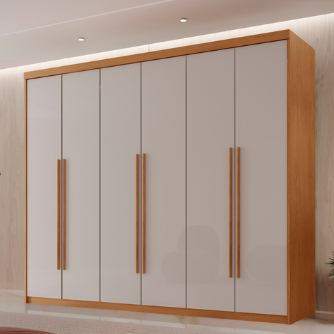 Guarda Roupa Casal 6 Portas 2 Gavetas MDF Veracruz Off White/Marromle