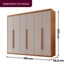Ver imagem 3 de Guarda Roupa Casal 6 Portas 2 Gavetas MDF Veracruz Off White/Marromle