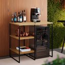 Ver imagem 1 de Adega Aparador Industrial Bourbon 80cm 2 Prateleiras para Área Gourmet Home Bar Casa - Preto/freijó