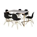 Ver imagem 6 de Mesa Jantar Industrial Retangular 137X90Cm Branca Base V Com 6 Cadeiras Pretas Base Dou Cor: Branco