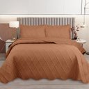 Ver imagem 3 de Cobre Leito Vila Real Casal 3 Peças Micropercal 300 Fios 100% Poliéster Dupla Face Terracota Casa