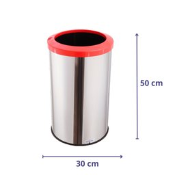Lixeira Inox Com Aro Plástico Cores 35 Litros Cesto De Lixo - Laranja - 2